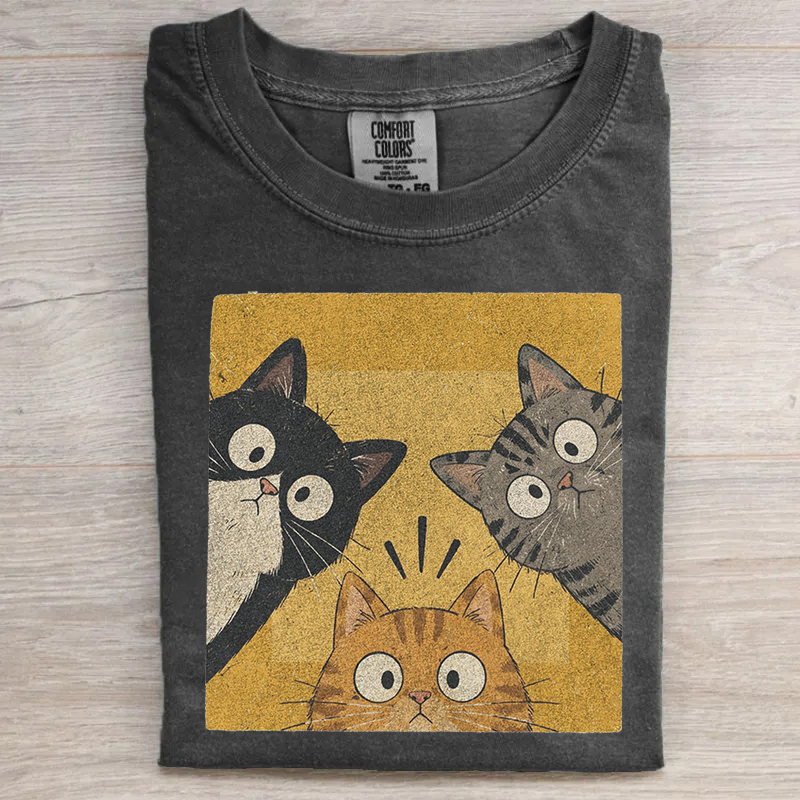 Vintage Funny Curious Cats T-shirt