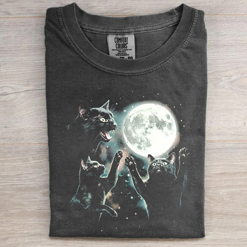 Vintage Black Cat Moon T-shirt
