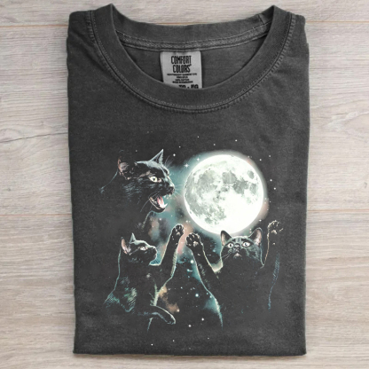 Vintage Black Cat Moon T-shirt