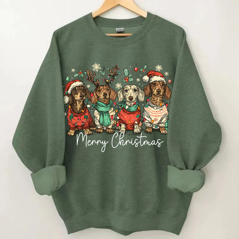 Comfort Colors Merry Christmas Dachshund Dog Sweatshirt