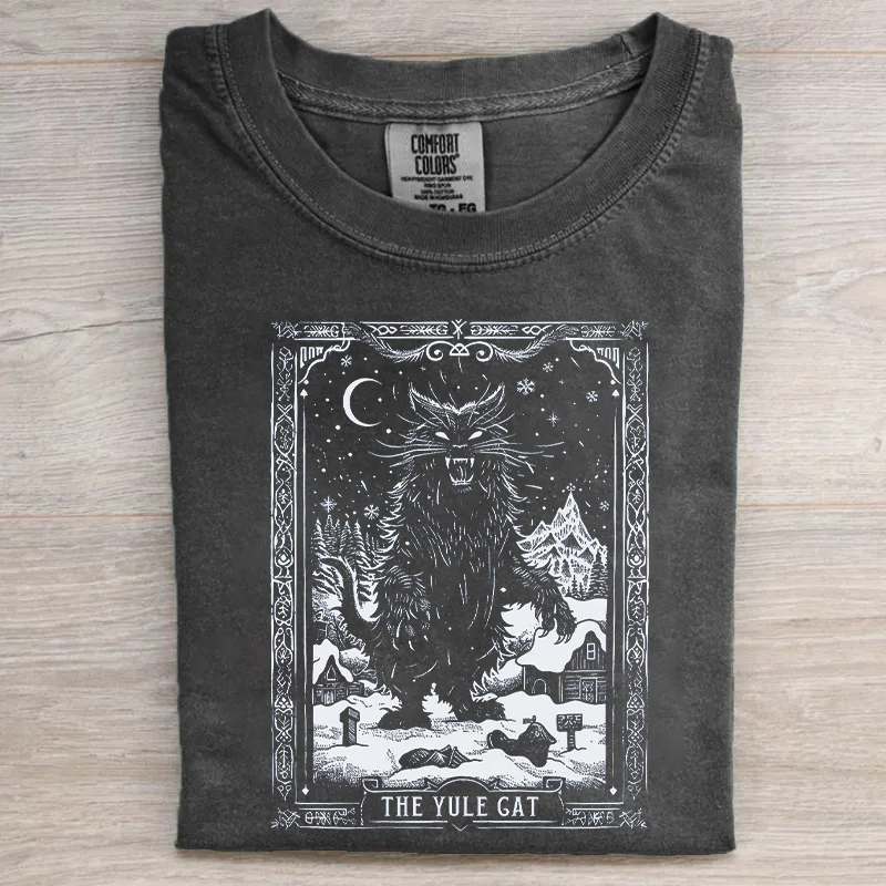 The Yule Cat Tarot Card Goth Christmas T-shirt
