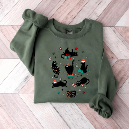 Christmas Black Cat Sweatshirt