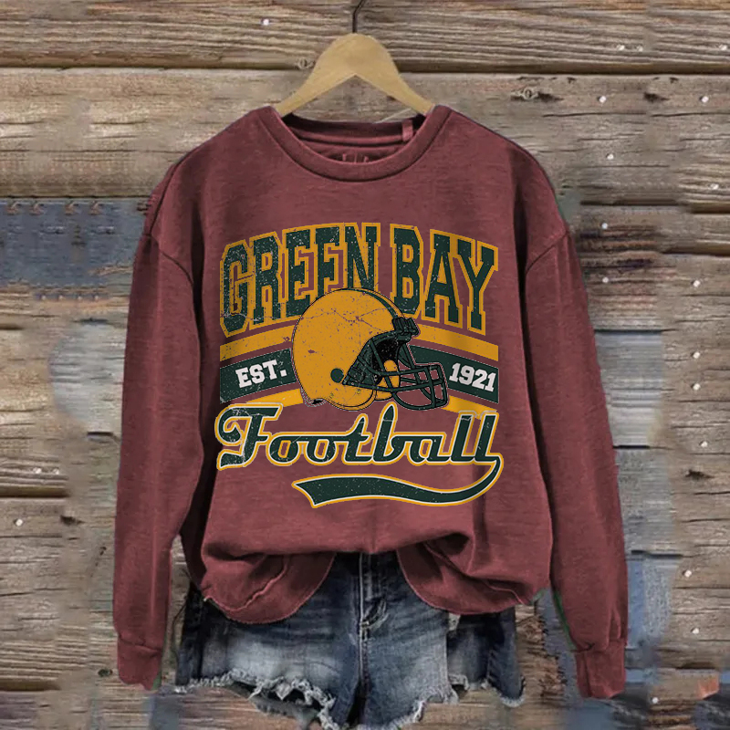 Distressed Green Bay Football Sweatshirt