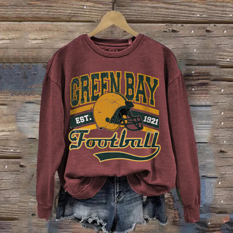 Distressed Green Bay Football Sweatshirt