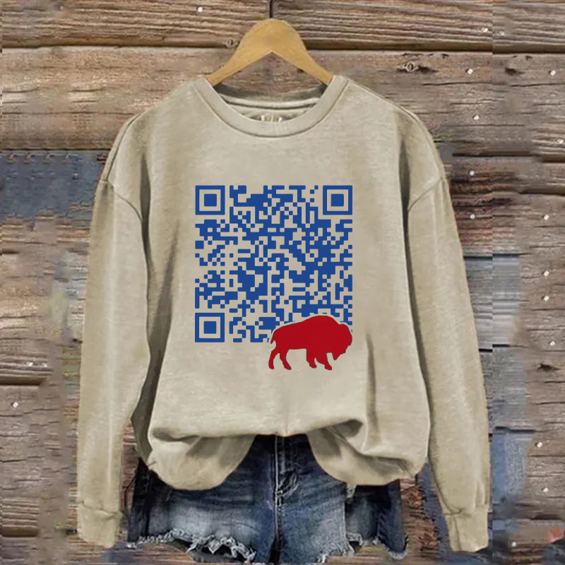 Funny Shout QR Code Buffalo Football Sweatshirt