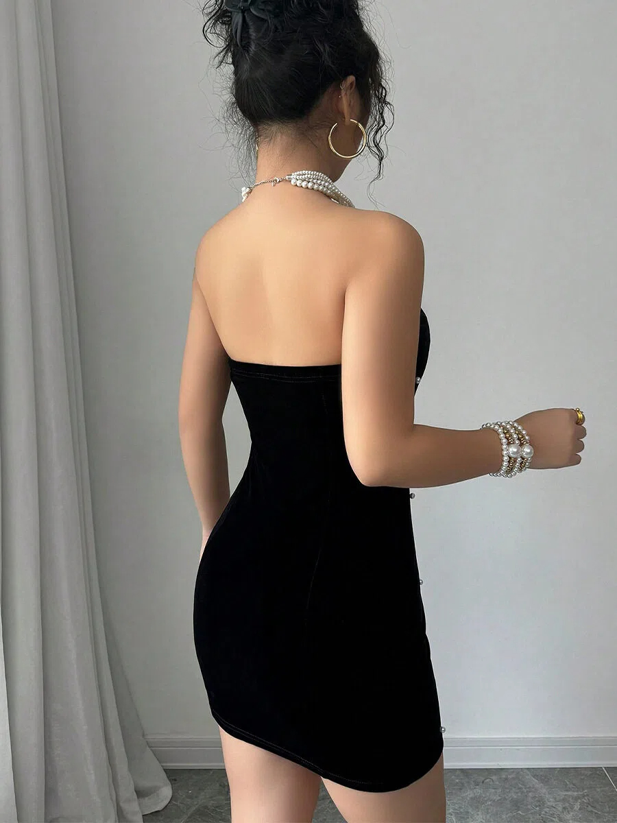 Sexy sleeveless off-the-shoulder bodycon dress