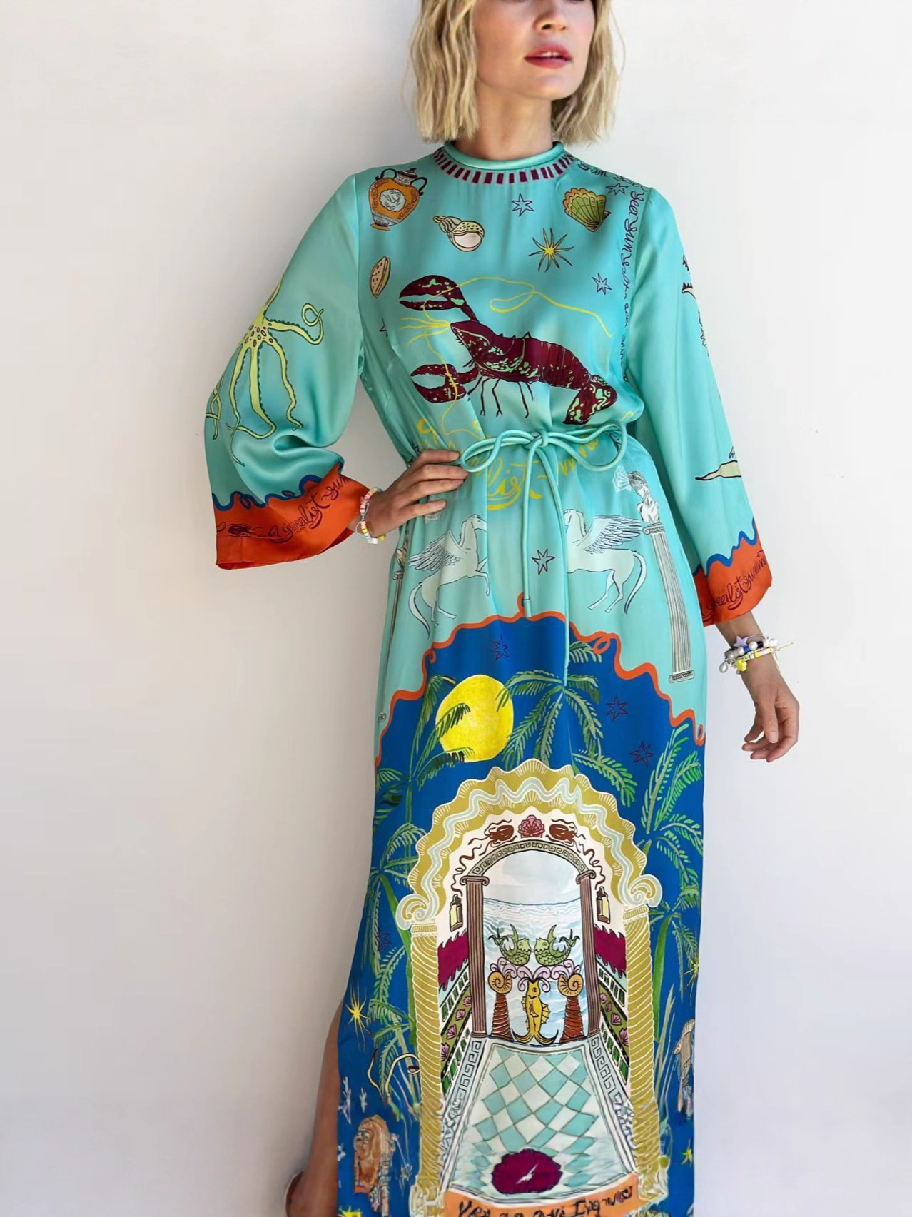 Underwater Fantasy Print Kaftan Maxi Dress
