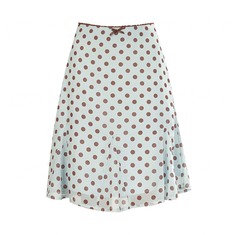 Korean-style sweet polka dot skirt for women, summer high-waisted mesh A-line short skirt, youthful and versatile, elegant midi skirt
