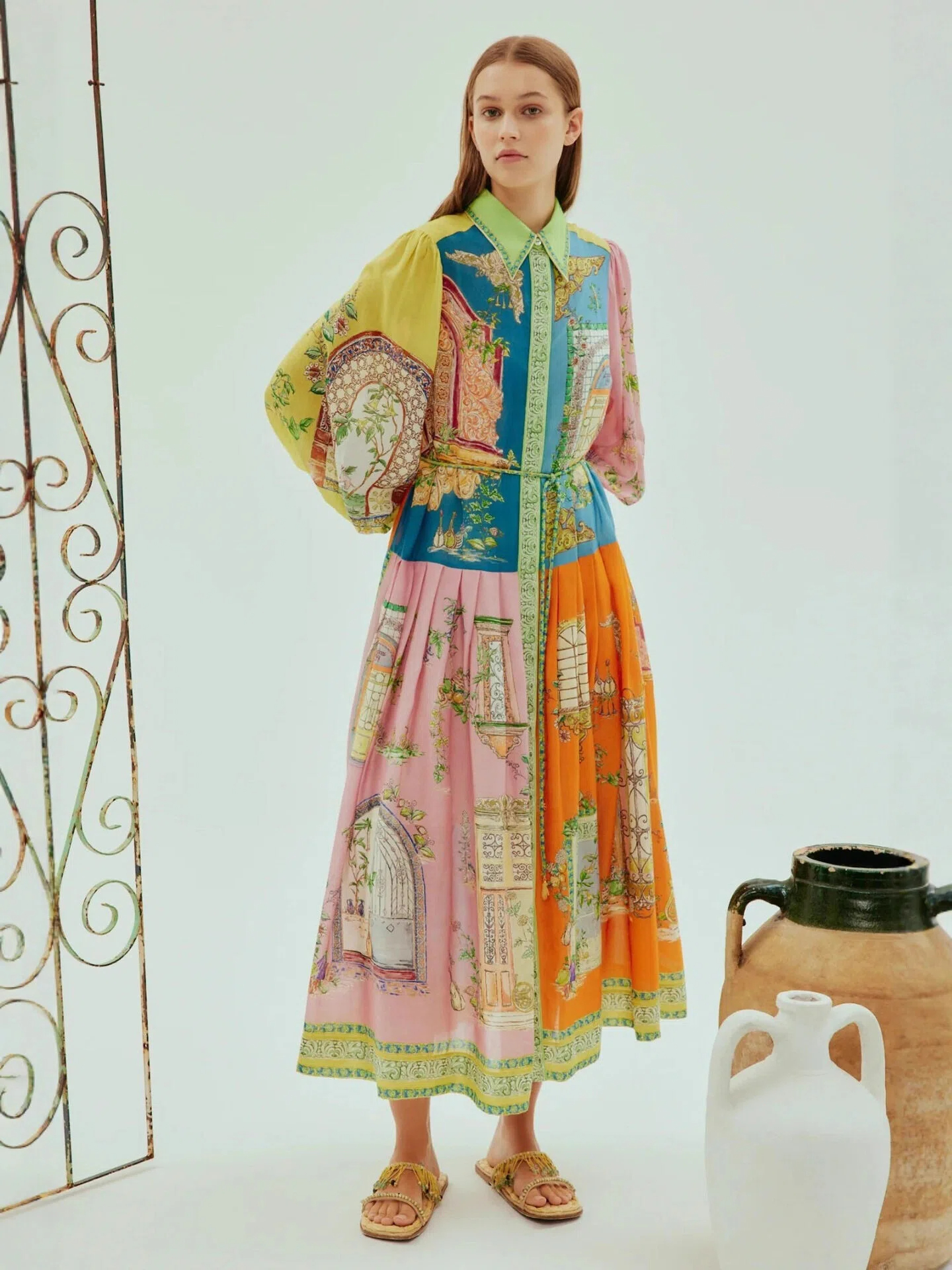 Vintage Villa Patchwork Shirt Maxi Dress