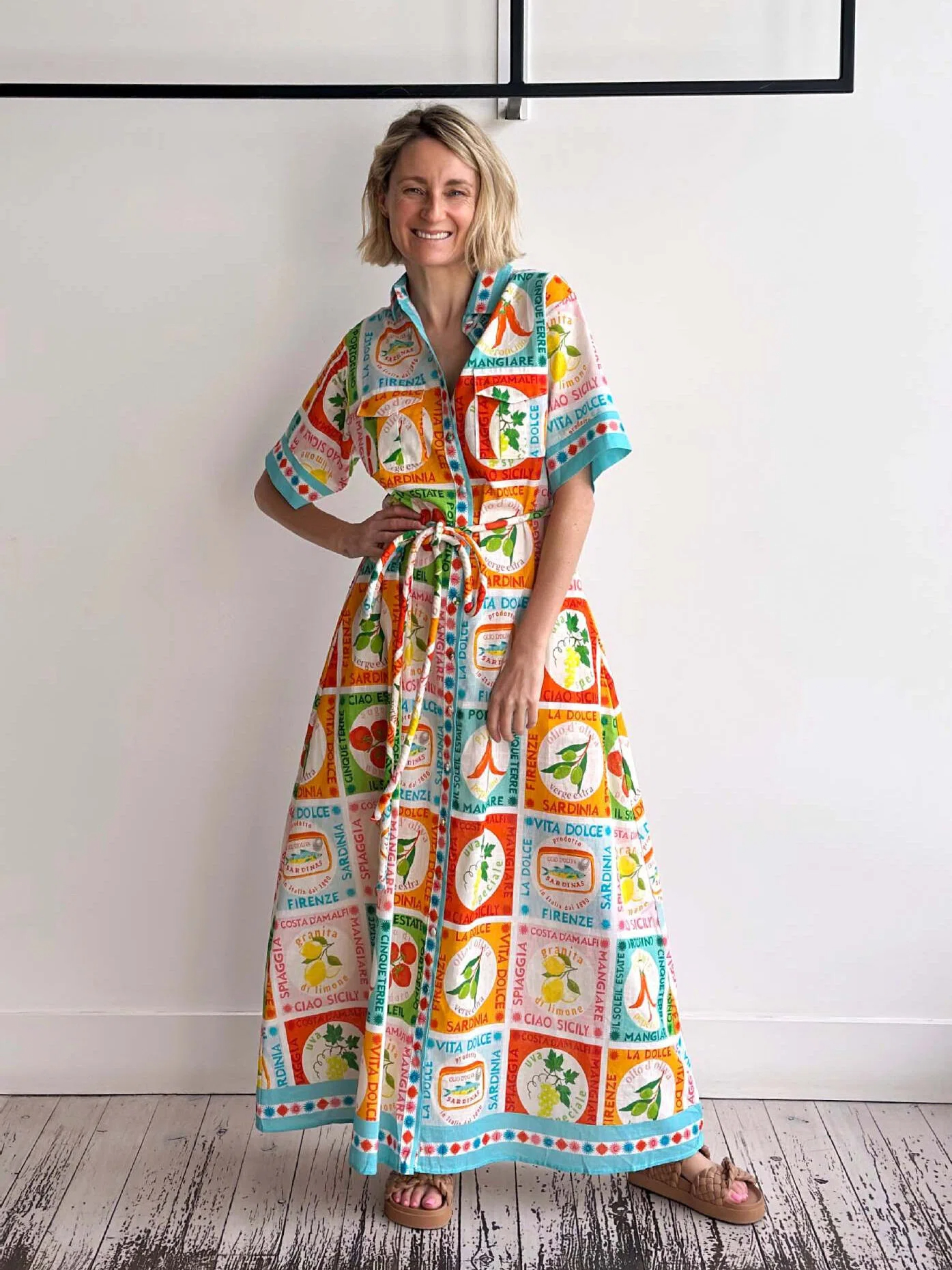 Italian Market Patchwork Shirt Maxi Dress