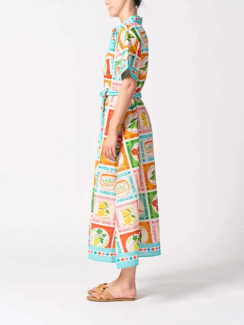Italian Market Patchwork Shirt Maxi Dress