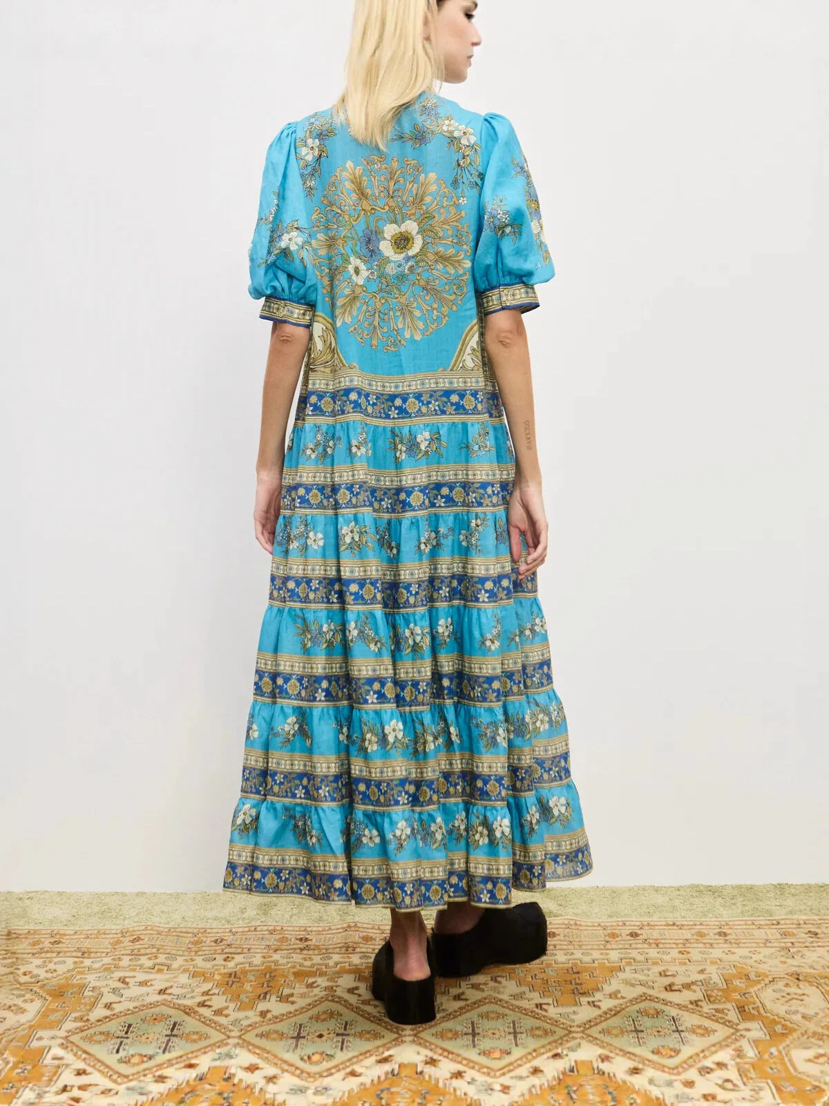 Azure Boho Tiered Maxi Dress