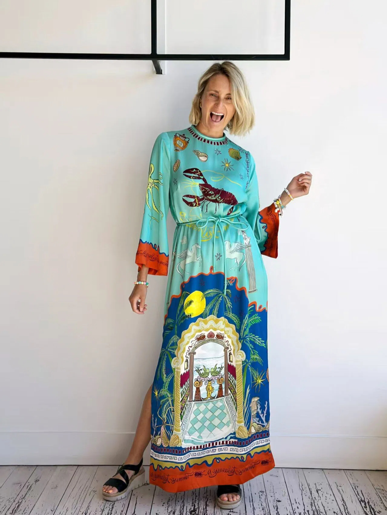Underwater Fantasy Print Kaftan Maxi Dress