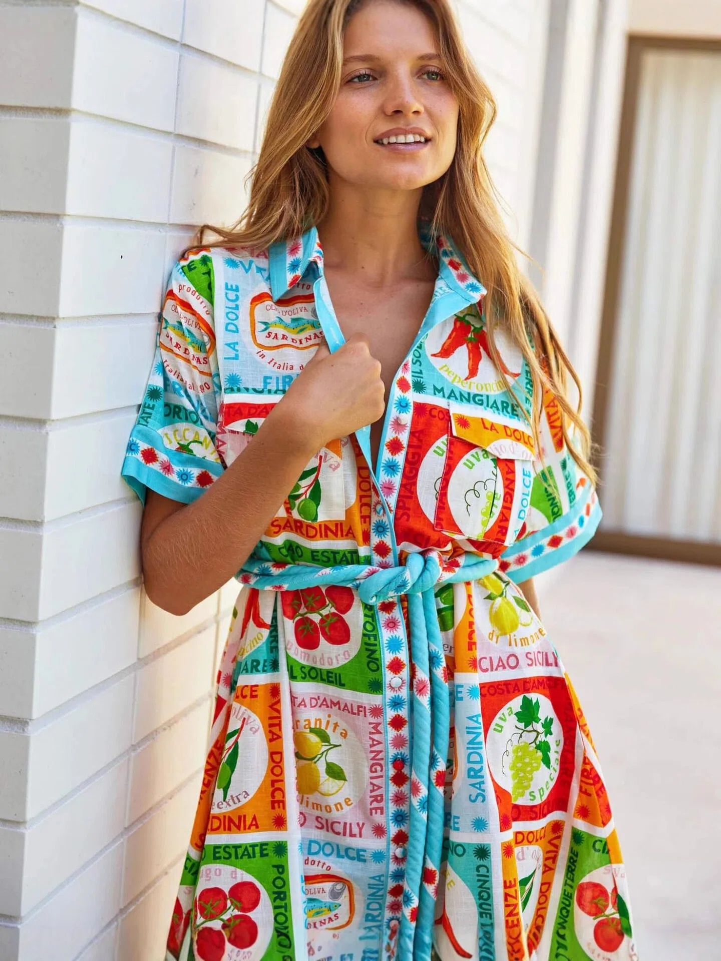 Italian Market Patchwork Shirt Maxi Dress