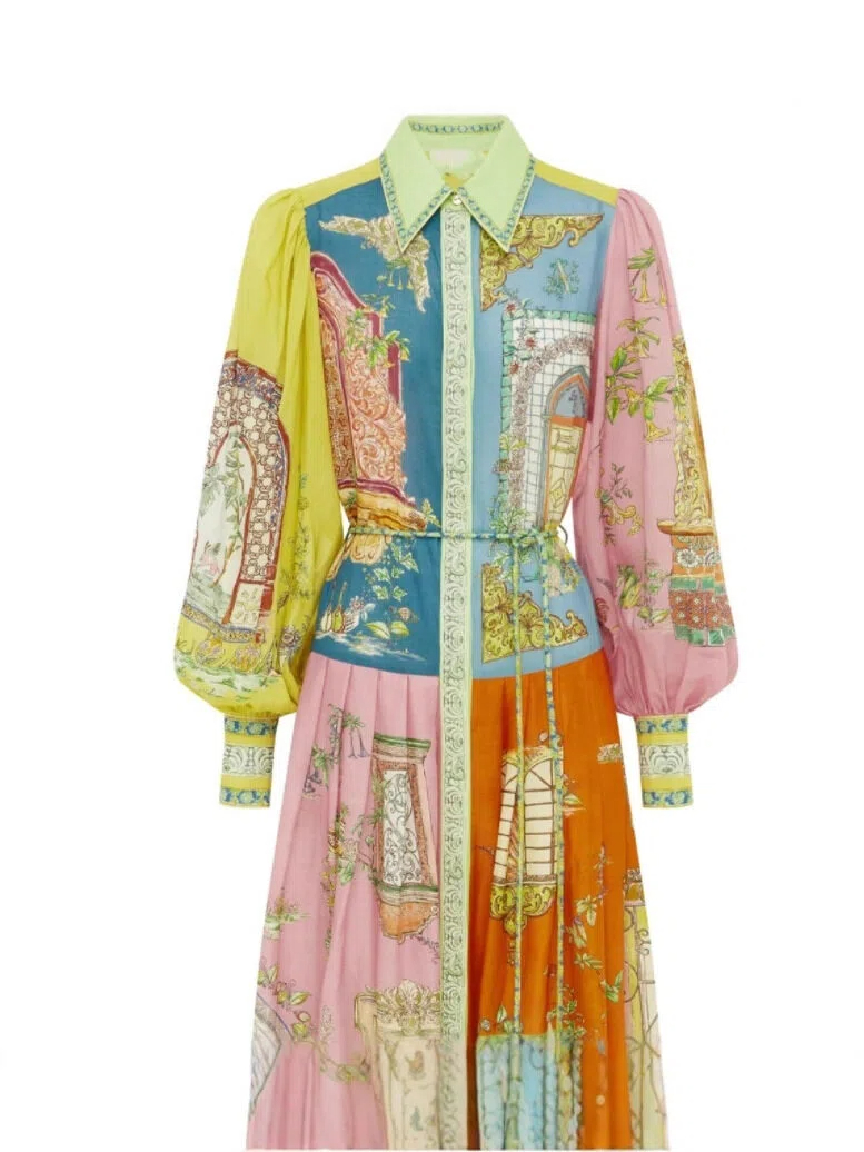 Vintage Villa Patchwork Shirt Maxi Dress