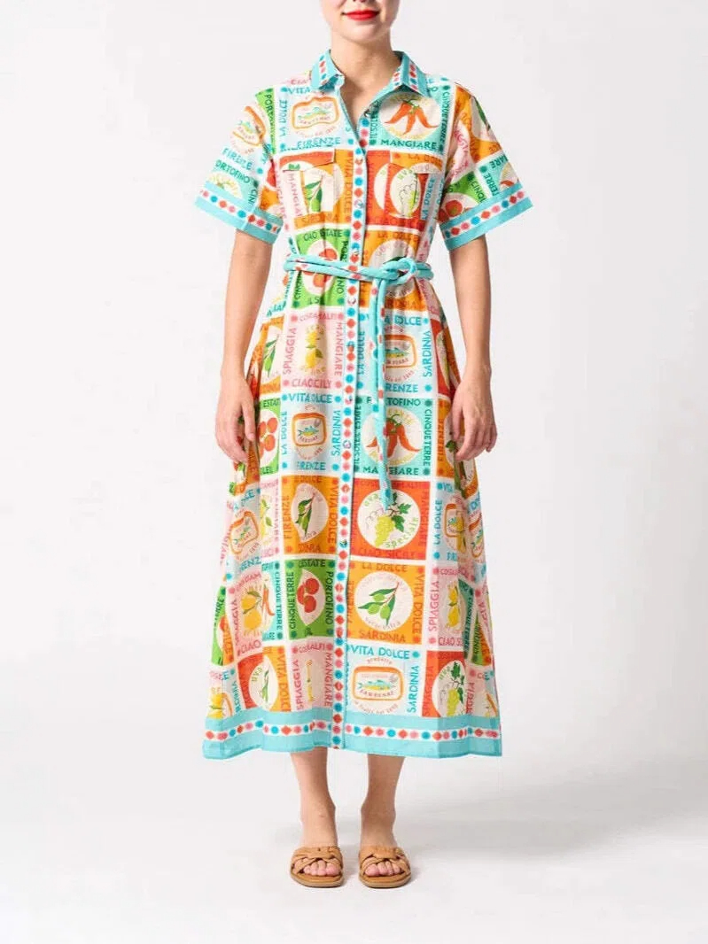 Italian Market Patchwork Shirt Maxi Dress