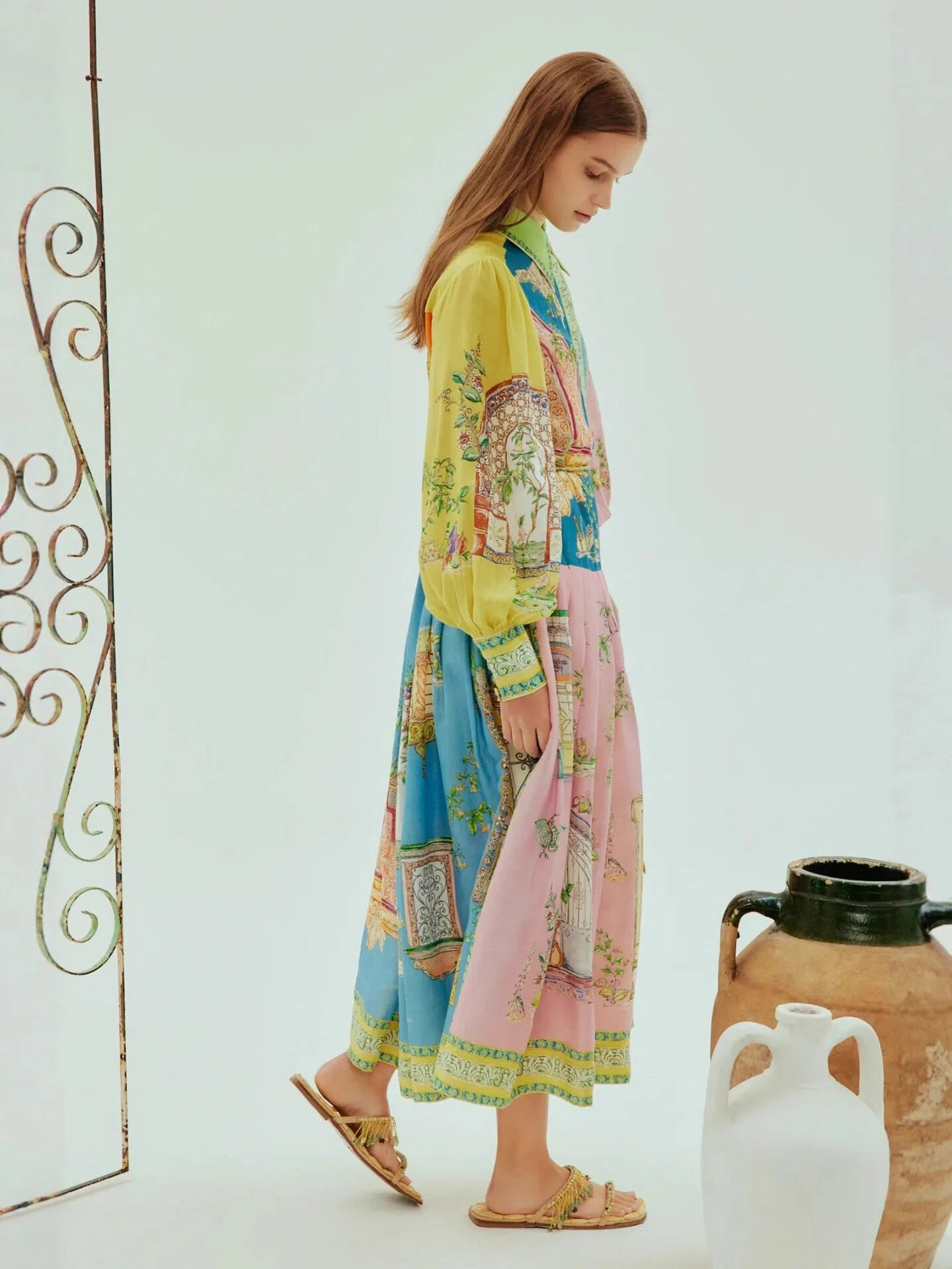 Vintage Villa Patchwork Shirt Maxi Dress