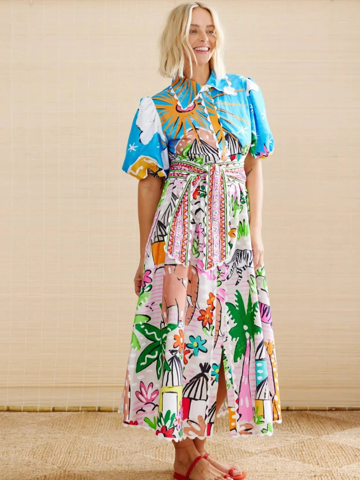 Safari Graffiti Shirt Maxi Dress