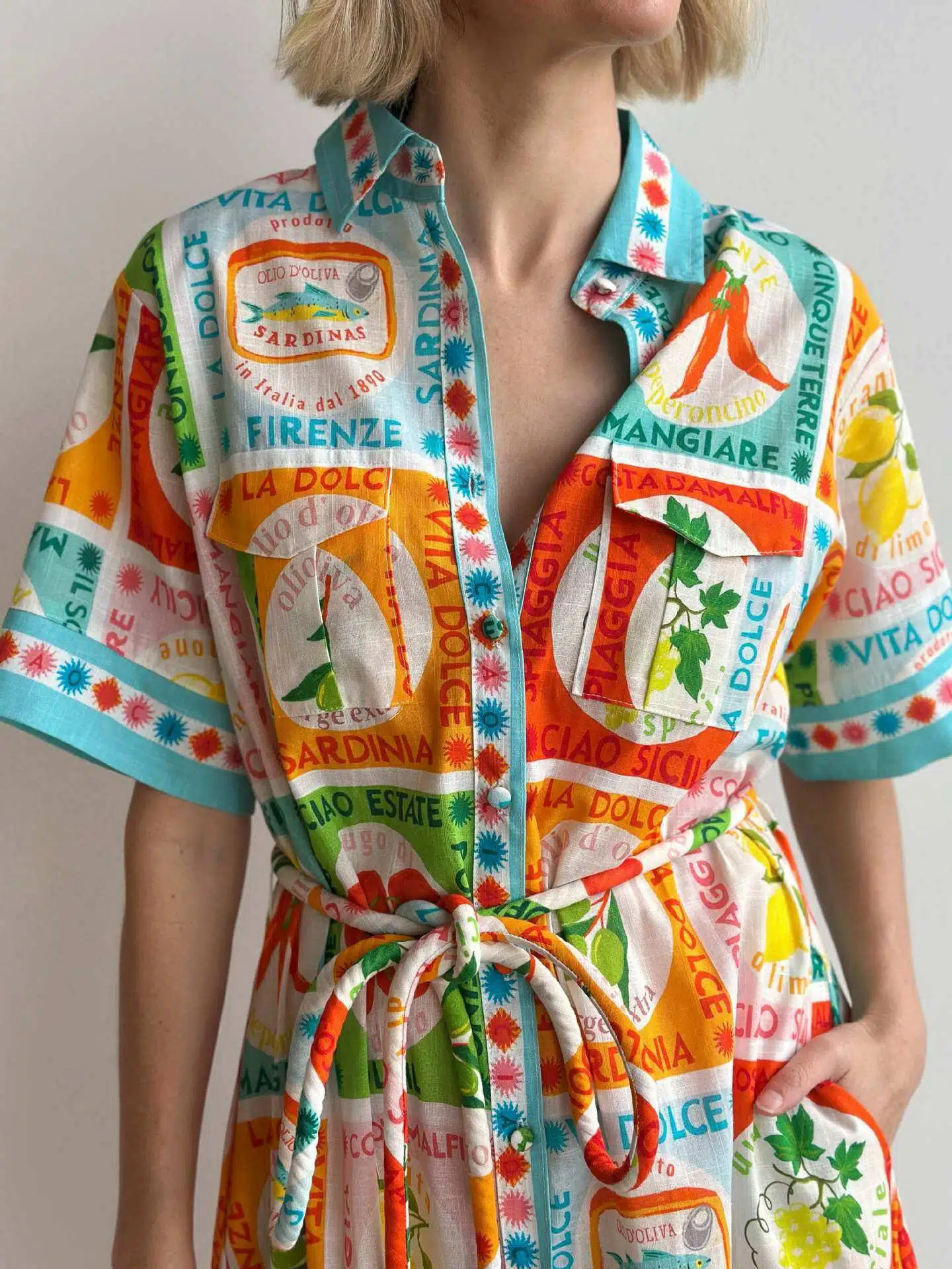 Italian Market Patchwork Shirt Maxi Dress