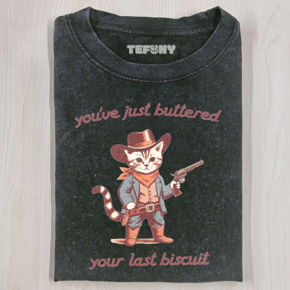 FUNNY COWBOY CAT  T-SHIRT