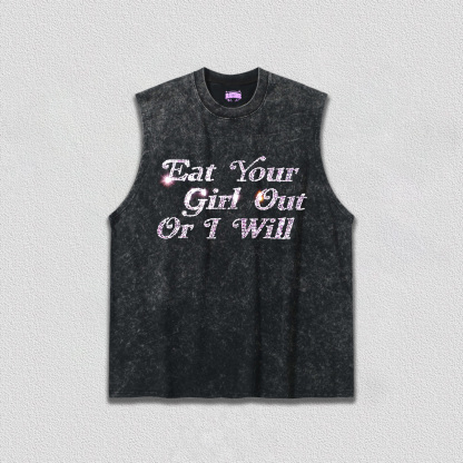 Rhinestone Eat Your Girl Out Y2K TEE