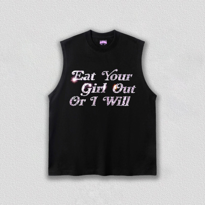 Rhinestone Eat Your Girl Out Y2K TEE