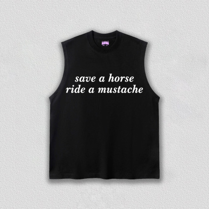 Ride A Mustache Y2K TEE