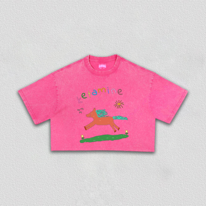 Orange Pony Y2K Crop Tee