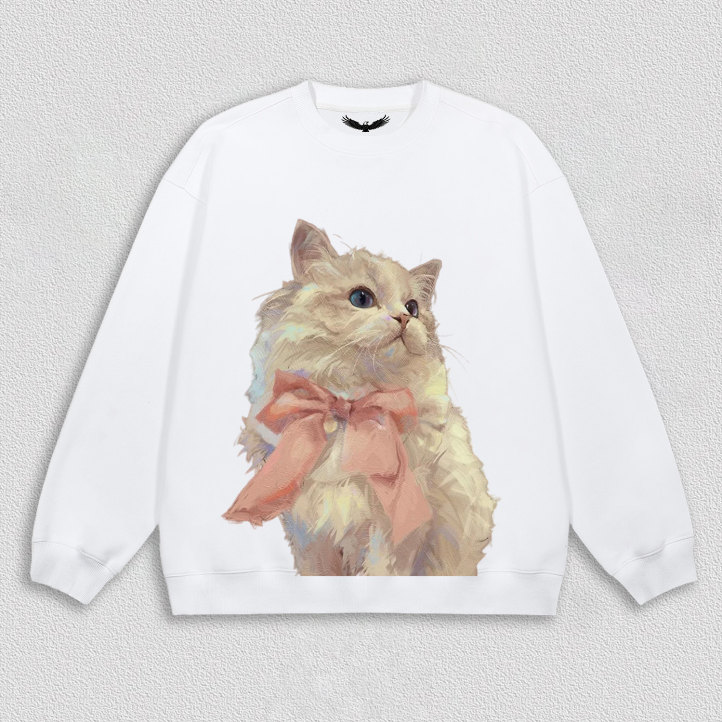 Elegant White Cat with Pink Bow T-Shirt