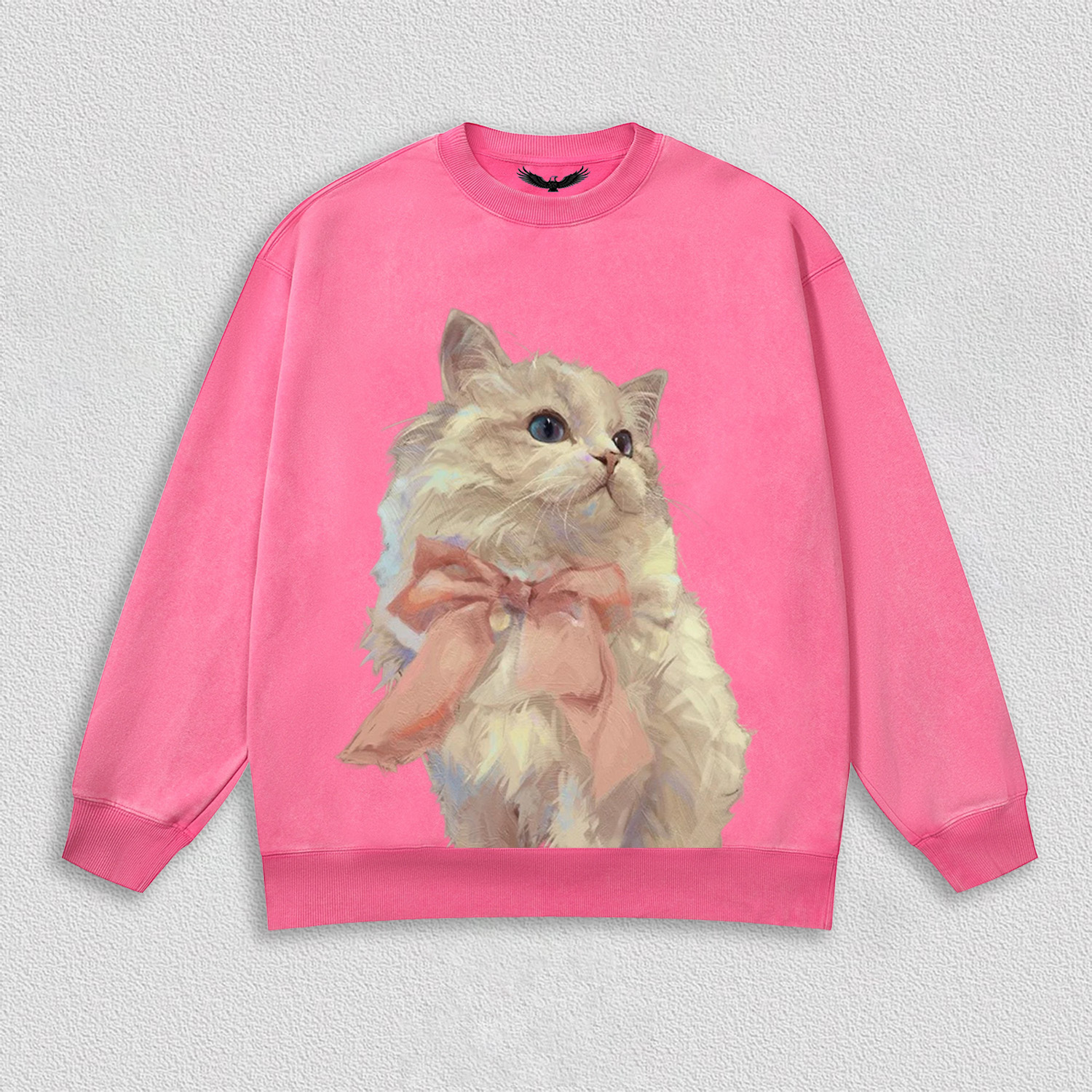 Elegant White Cat with Pink Bow T-Shirt