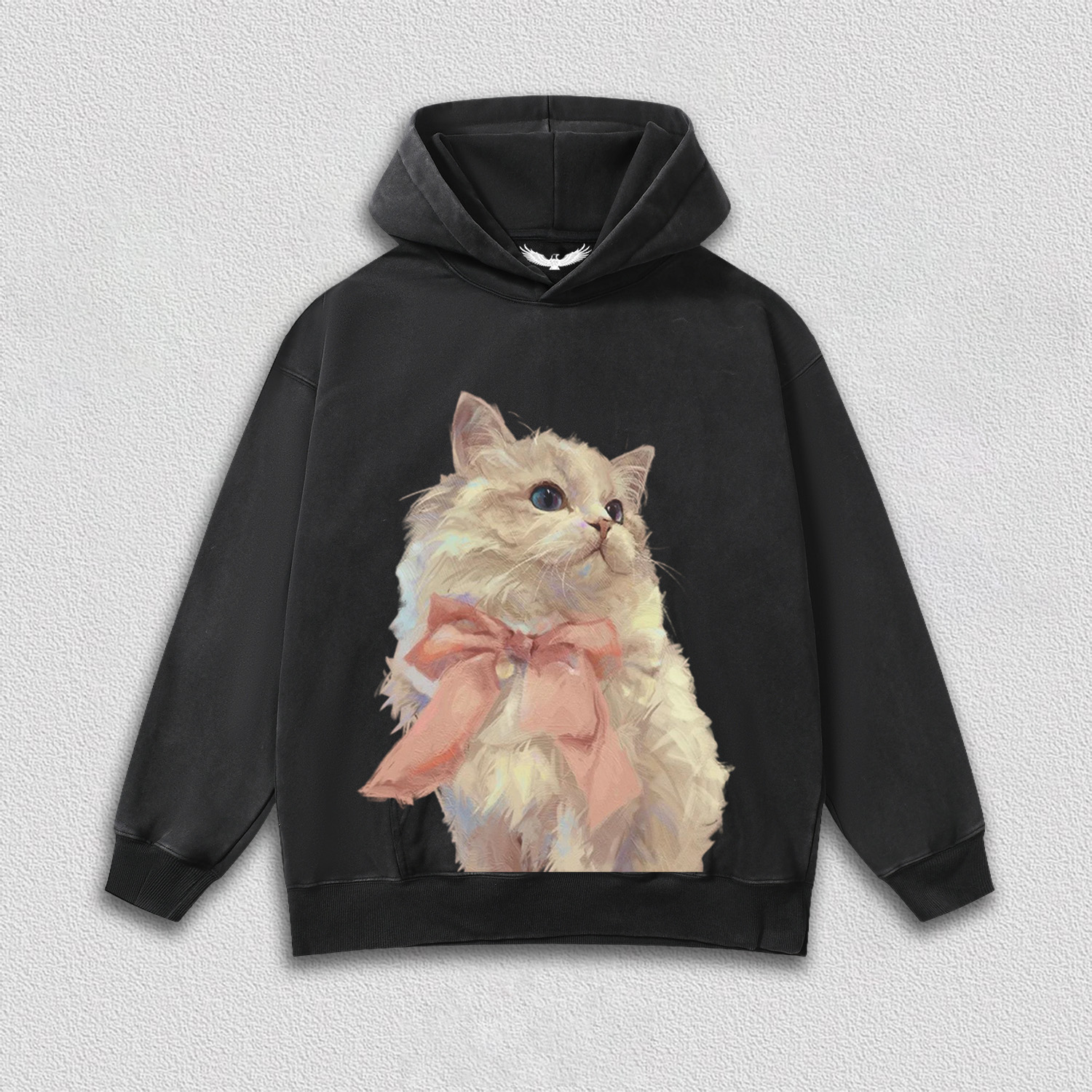 Elegant White Cat with Pink Bow T-Shirt