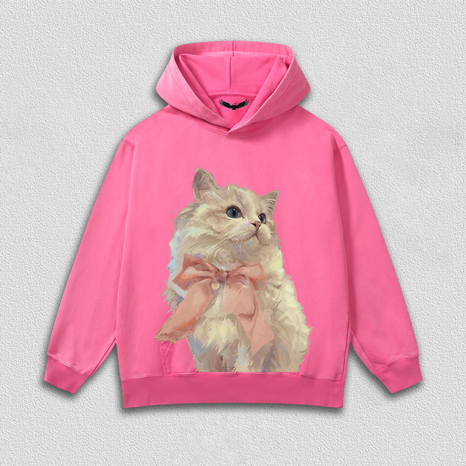 Elegant White Cat with Pink Bow T-Shirt