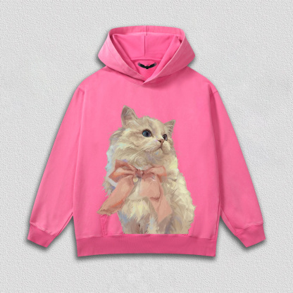 Elegant White Cat with Pink Bow T-Shirt