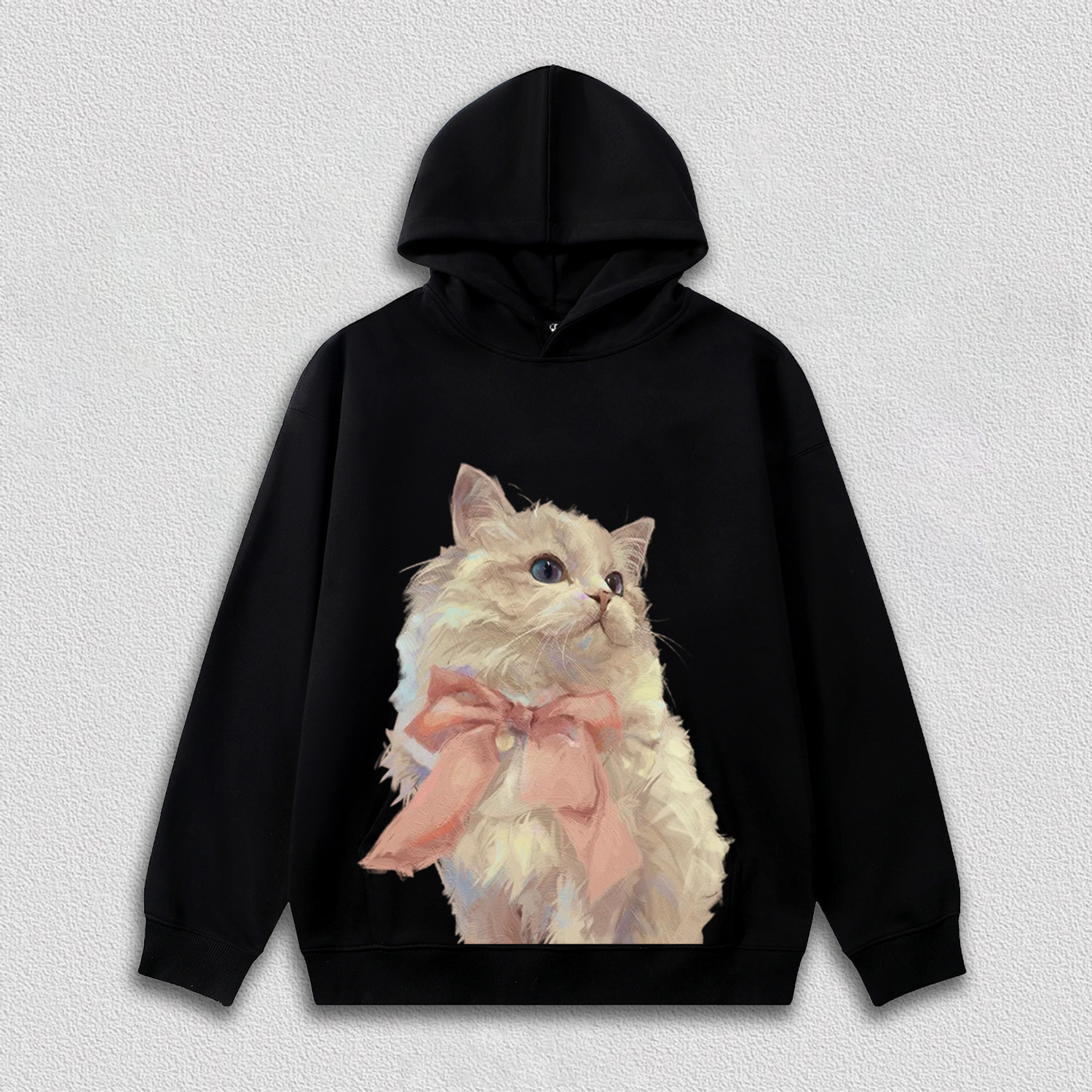 Elegant White Cat with Pink Bow T-Shirt