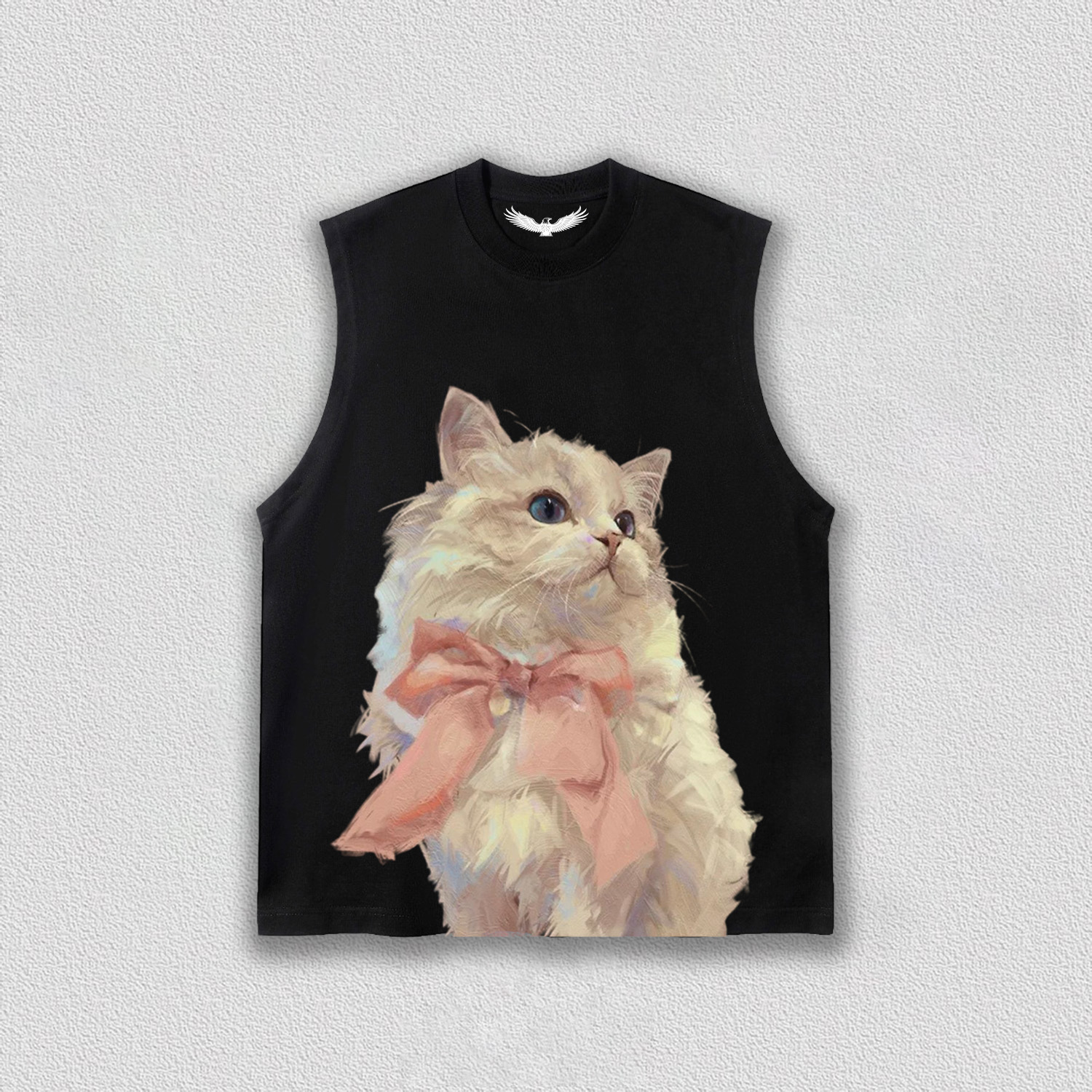 Elegant White Cat with Pink Bow T-Shirt