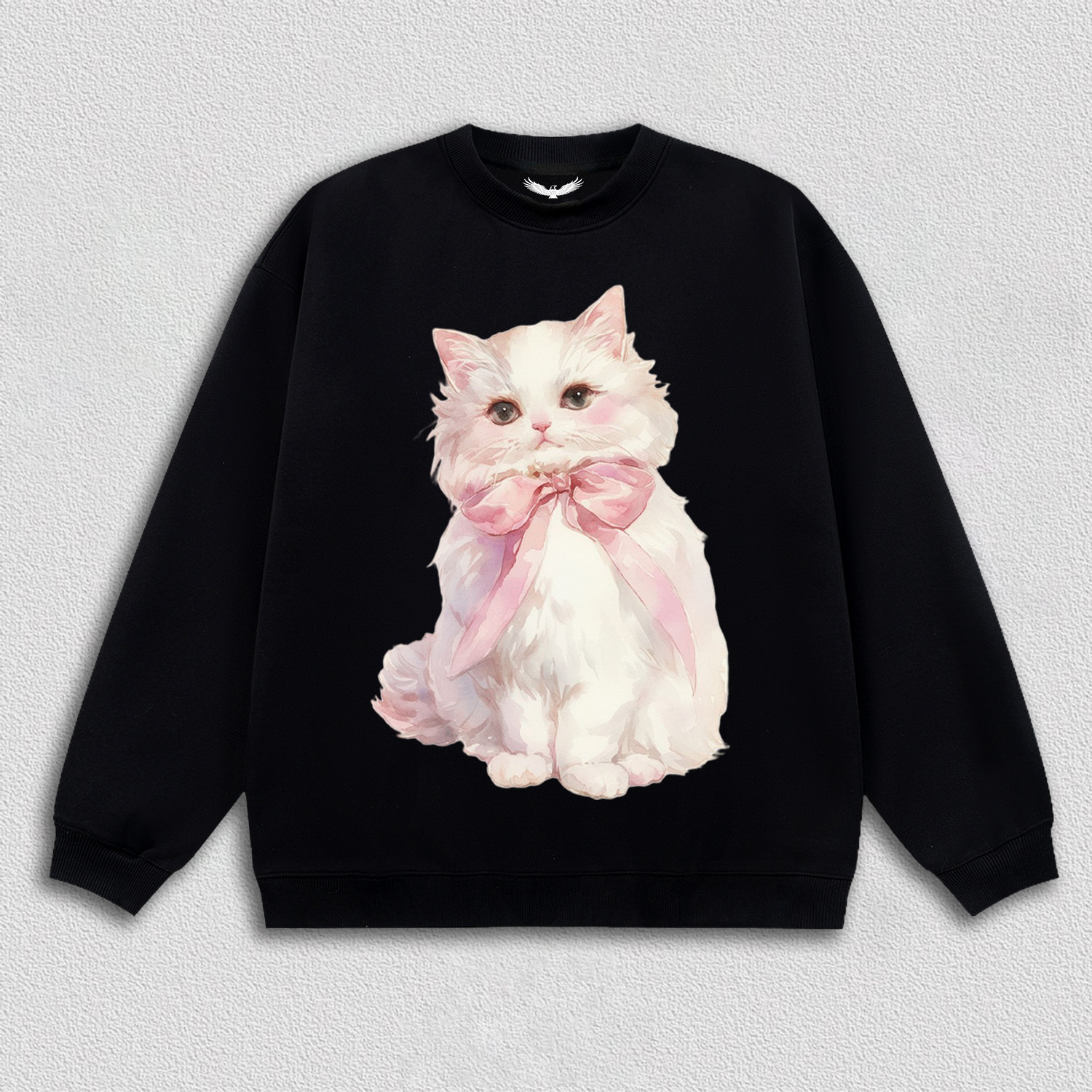 White Kitten with Pink Bow T-Shirt