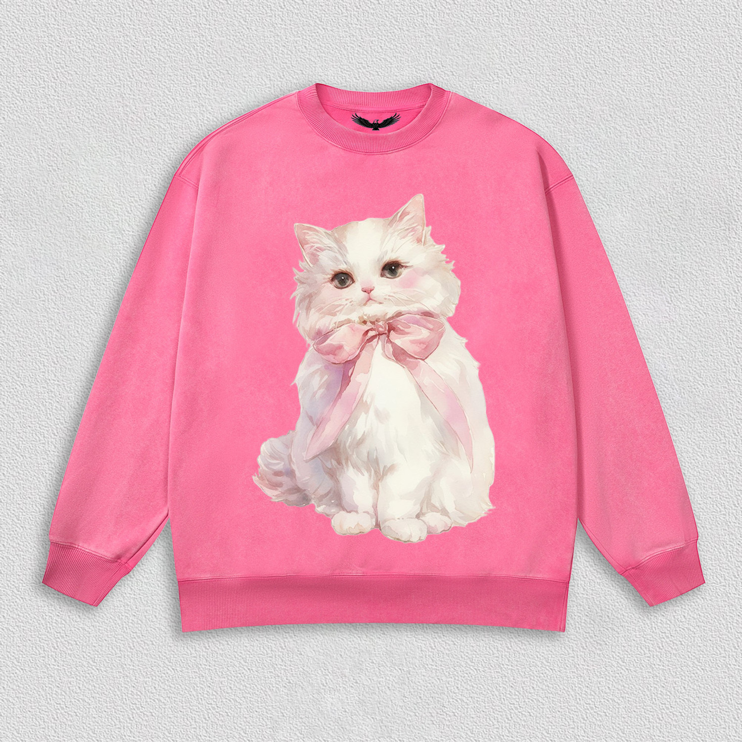 White Kitten with Pink Bow T-Shirt