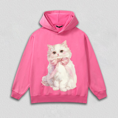 White Kitten with Pink Bow T-Shirt
