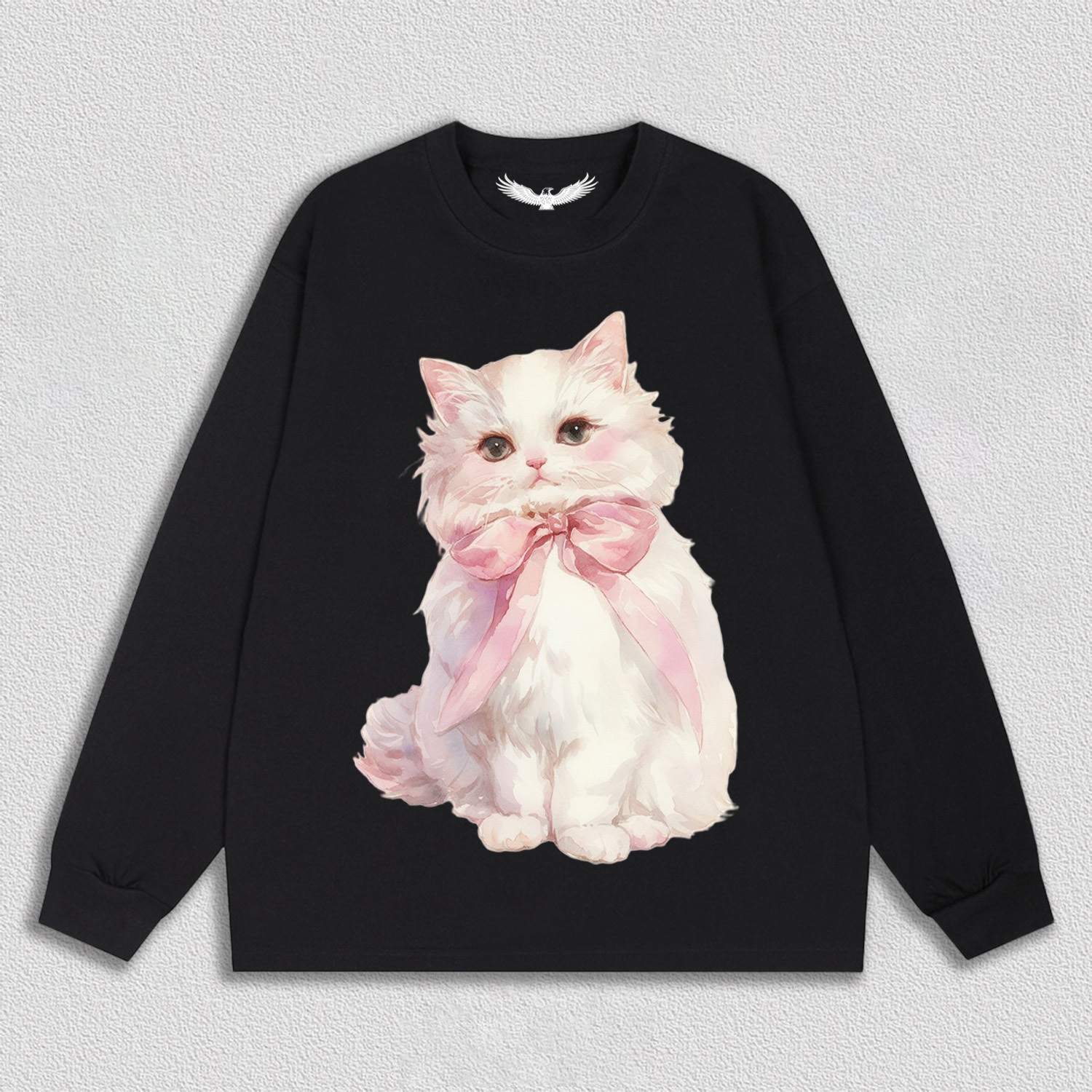 White Kitten with Pink Bow T-Shirt