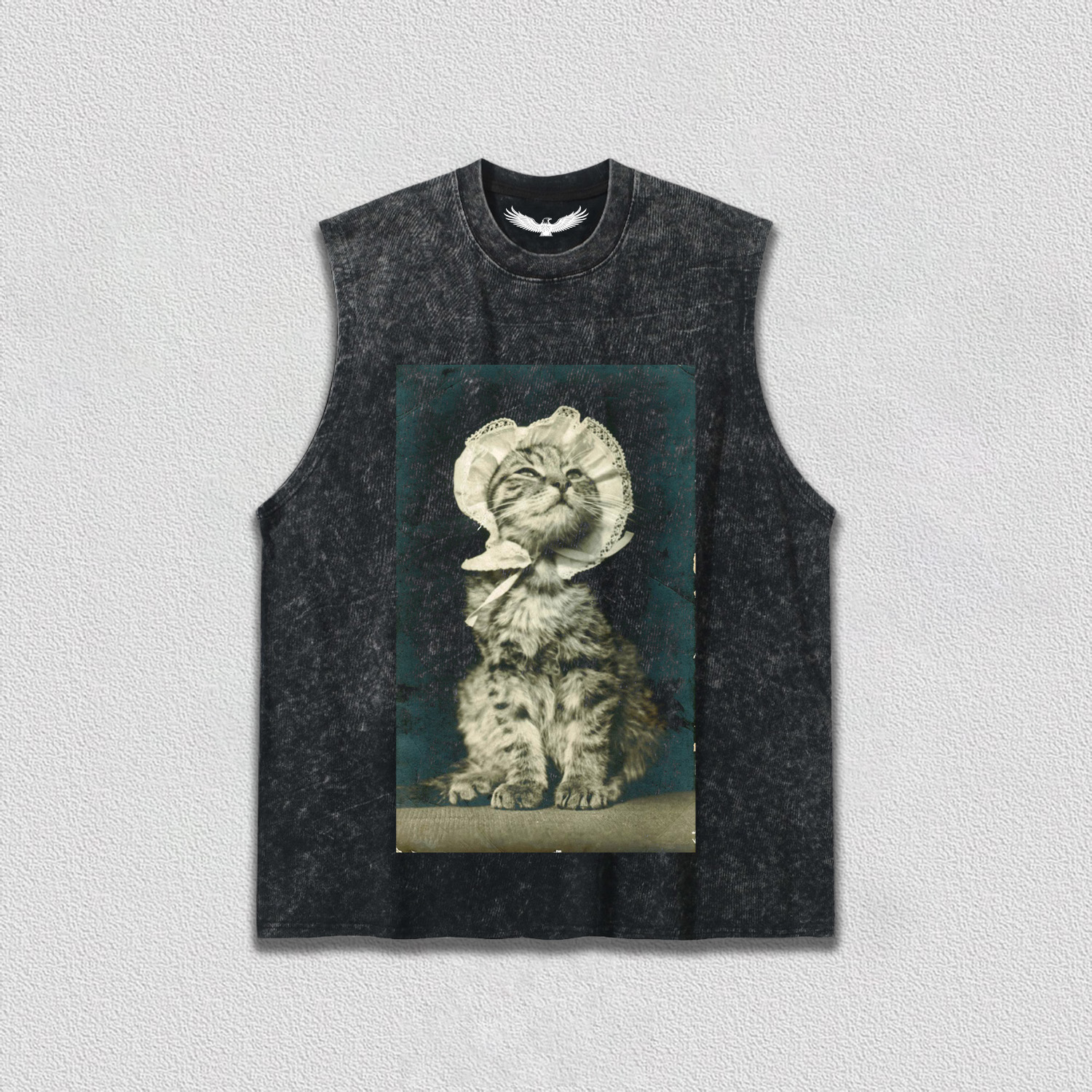 Vintage - style Cat with Hat T-Shirt