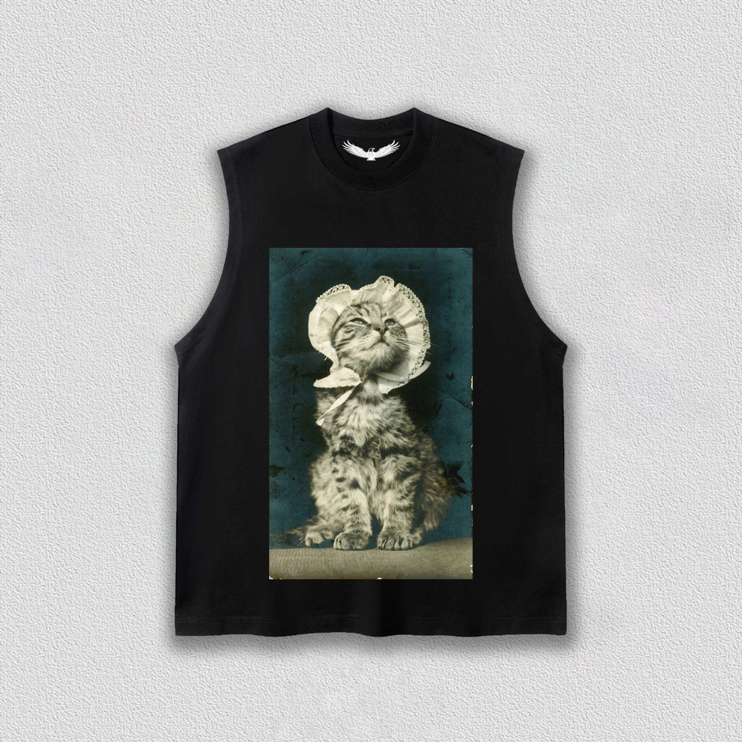 Vintage - style Cat with Hat T-Shirt
