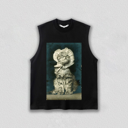 Vintage - style Cat with Hat T-Shirt