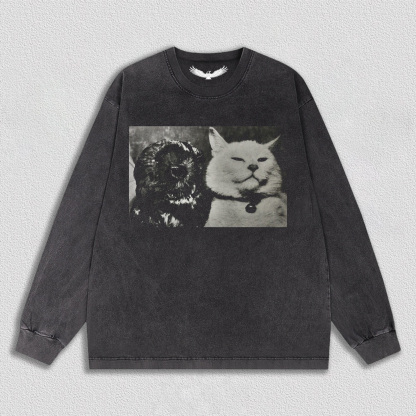 Vintage Moment of Cat and Owl T-Shirt