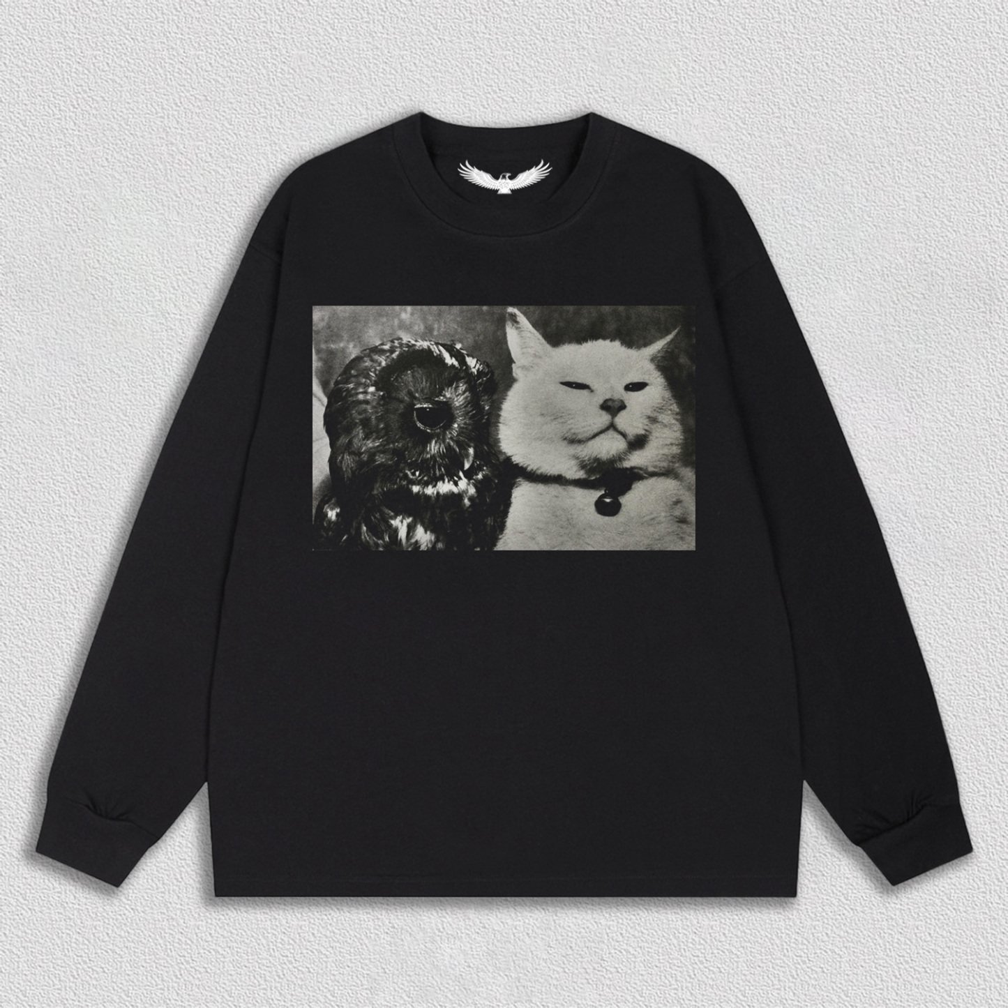 Vintage Moment of Cat and Owl T-Shirt