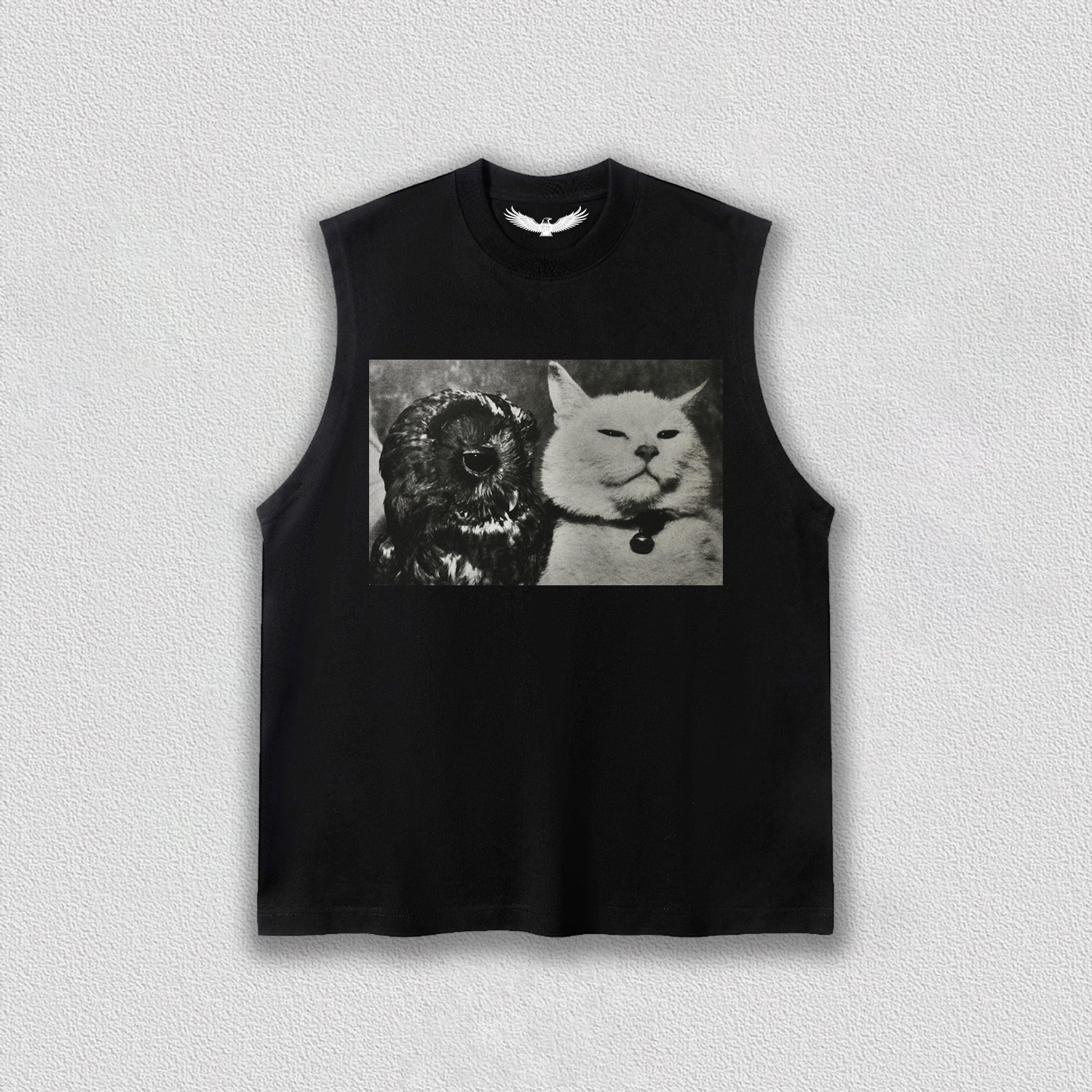 Vintage Moment of Cat and Owl T-Shirt