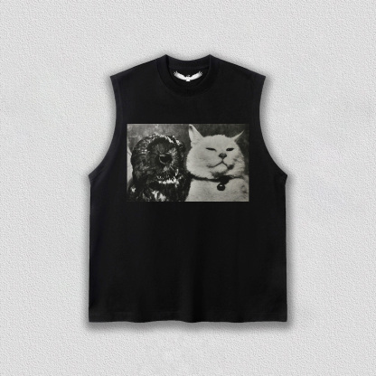 Vintage Moment of Cat and Owl T-Shirt