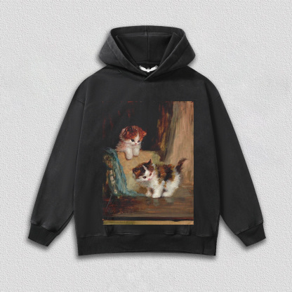 Two Cats Playing in Oil Painting T-Shirt