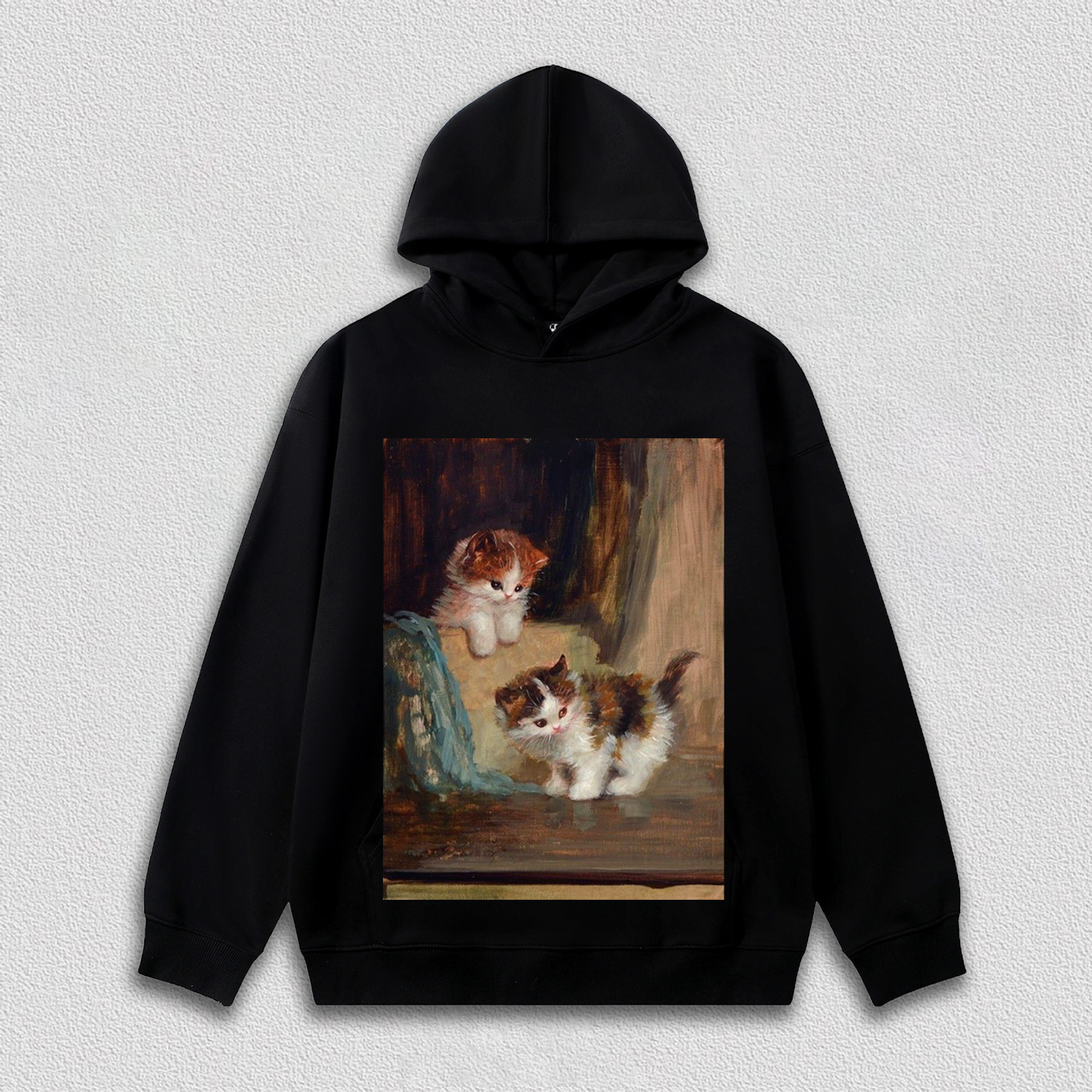 Two Cats Playing in Oil Painting T-Shirt