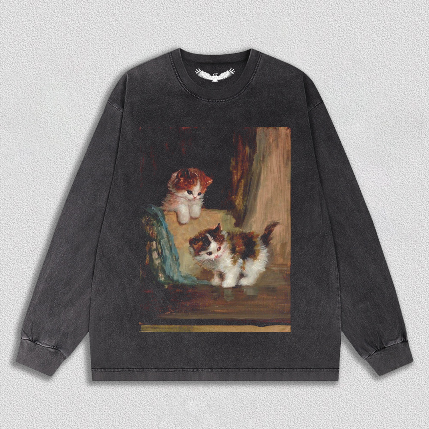 Two Cats Playing in Oil Painting T-Shirt