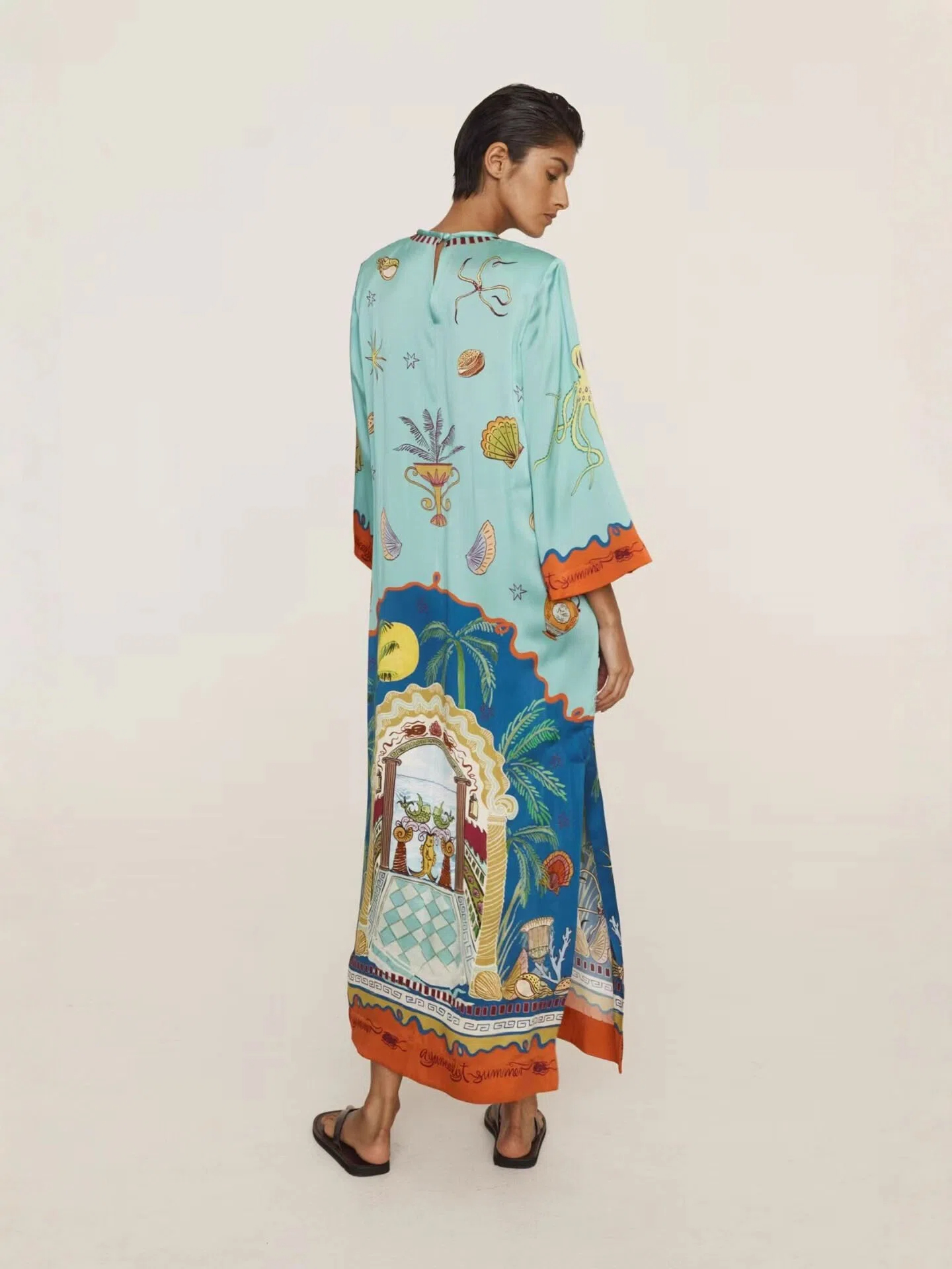 Underwater Fantasy Print Kaftan Maxi Dress